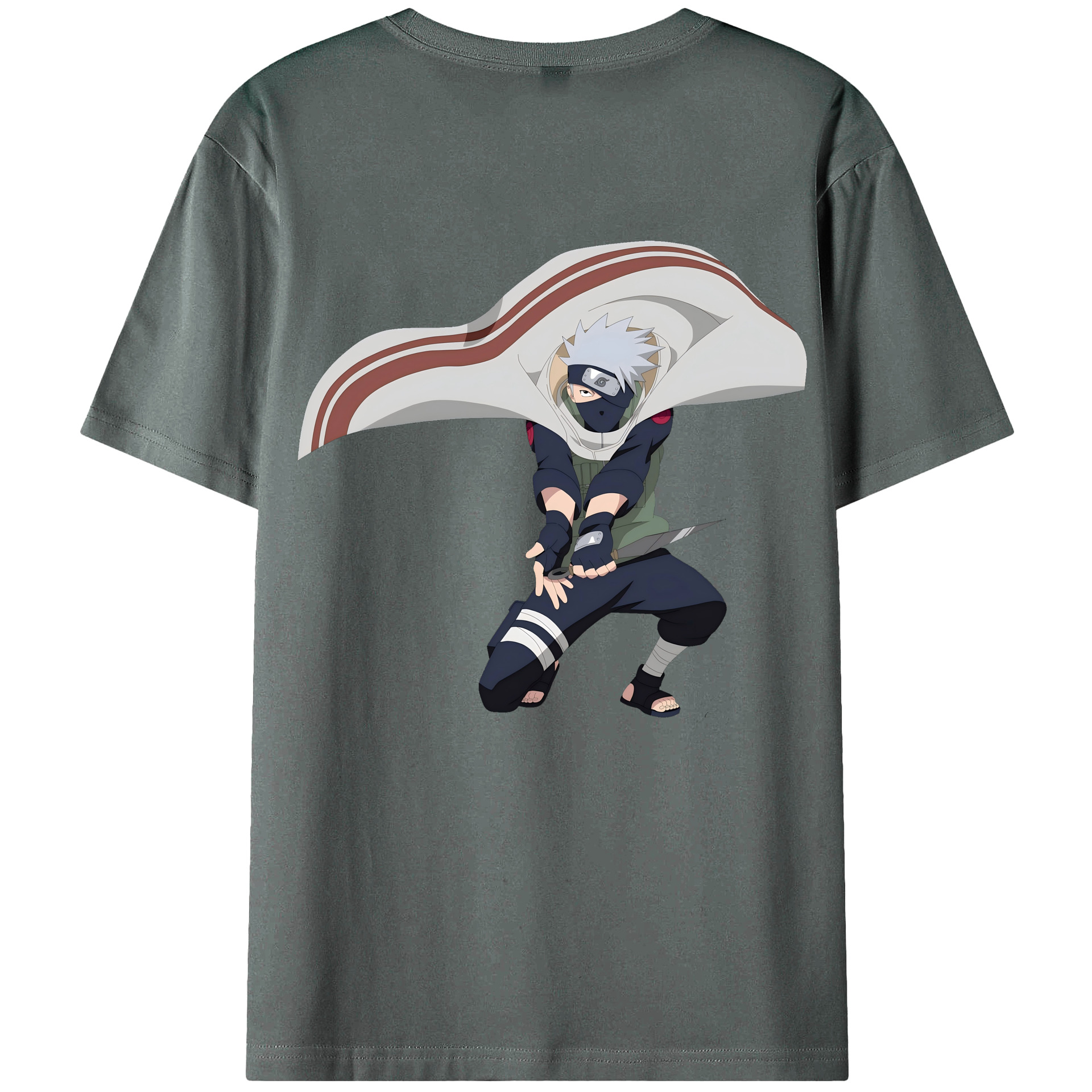（画像用） NARUTO -ナルト- はたけ カカシ Hatake Kakashi 綿100％ メンズ半袖Tシャツ（バックプリント） 通気性
